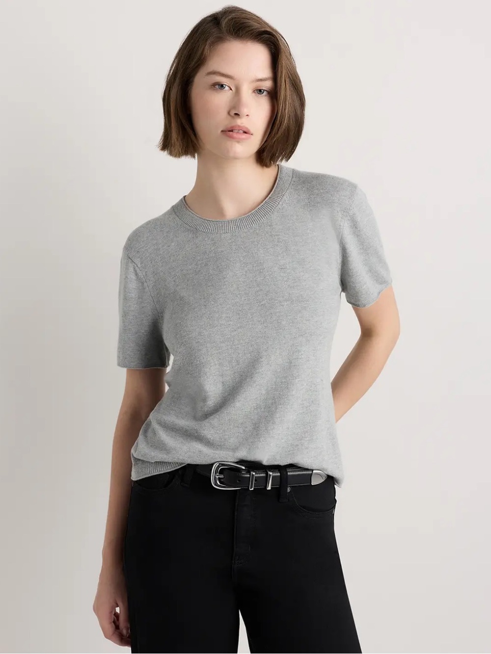 NWOT Quince Lightweight Cotton Cashmere Relaxed Sweater Tee